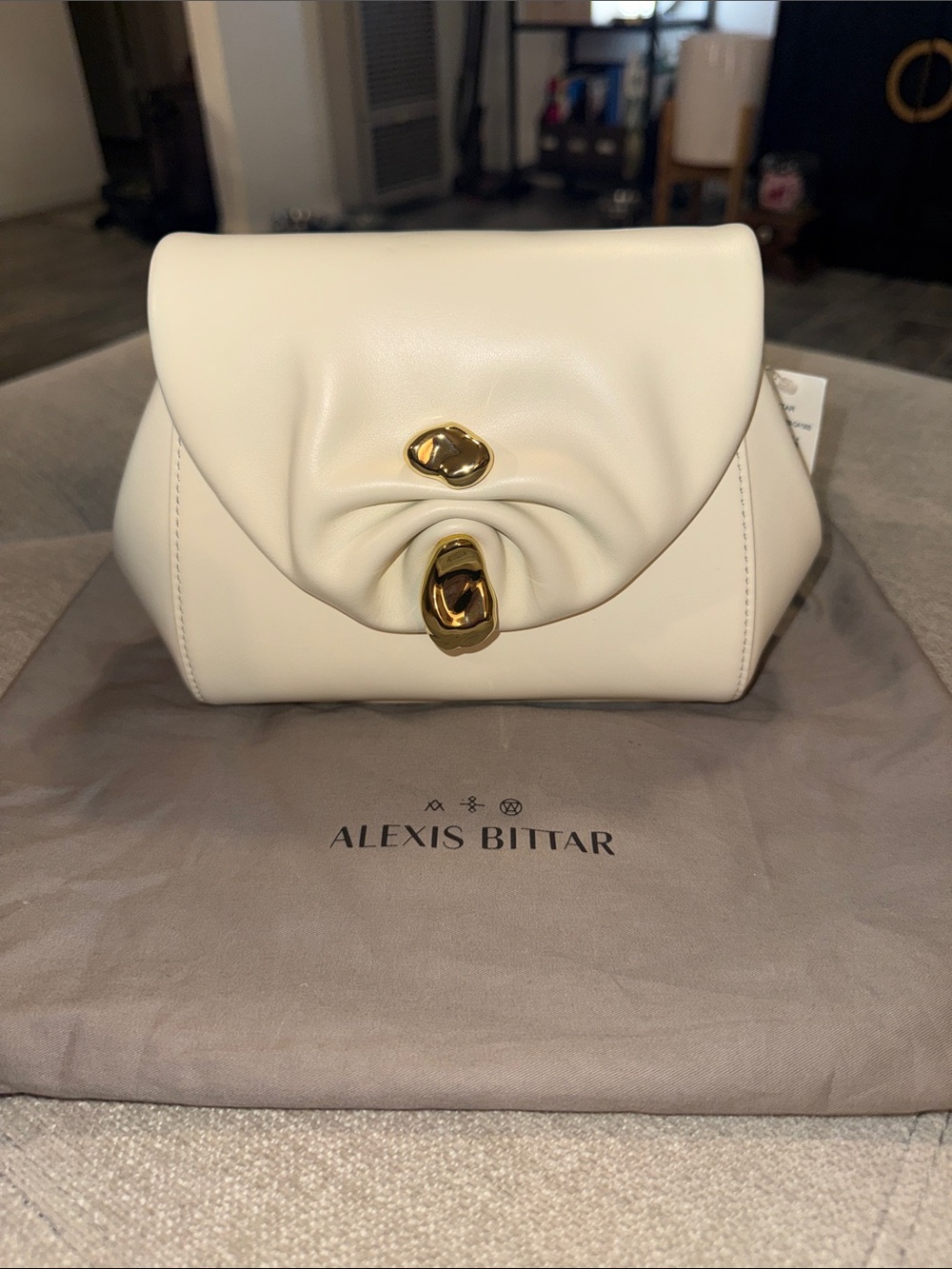 Alexis Bittar Ivory Shoulder Bag with Gold Hardware